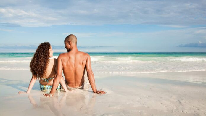 couple at beautiful beach