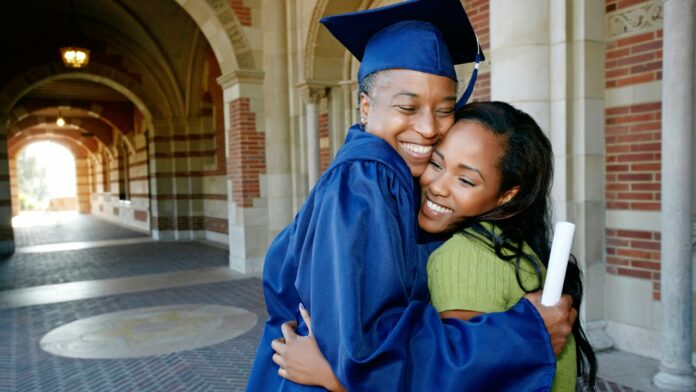 graduate hugging mum